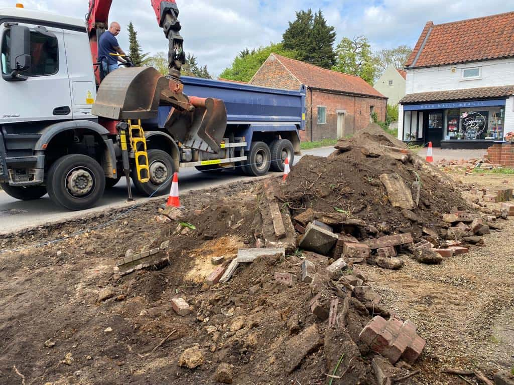 This is a photo of a dig out being carried out for the installation of a new tarmac driveway. Works being carried out by NS Driveways Billingshurst