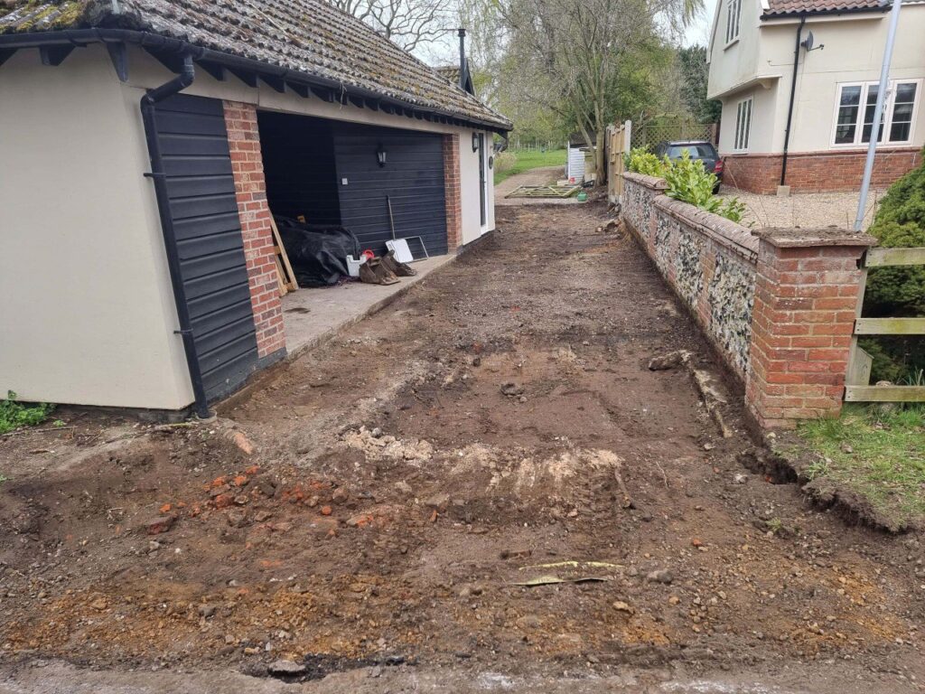 This is a tarmac driveway that is in the process of being dug out and installed by NS Driveways Billingshurst